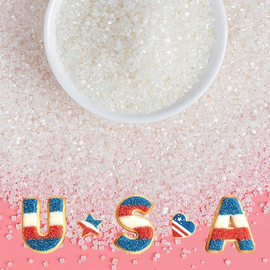 Edible White Sprinkles,Edible Sanding Sugar Crystals for Cake Decorating,150g,Sprinkle Mix for Baking Decorations,Donut Cookies,Ice Cream,Fondant Cake,Caramel Apples,Cupcakes,Desserts Toppers,Wedding Birthday Party Supplies