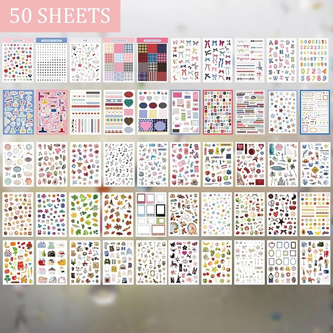 1900+ PCS Vintage Cute Scrapbook Sticker Book, 50 Sheets Retro & Ins Little Object Theme Korean Stickers for Scrapbooking, Art Scrapbook Supplies for Adults Teens Women Girls Junk Journal Journaling