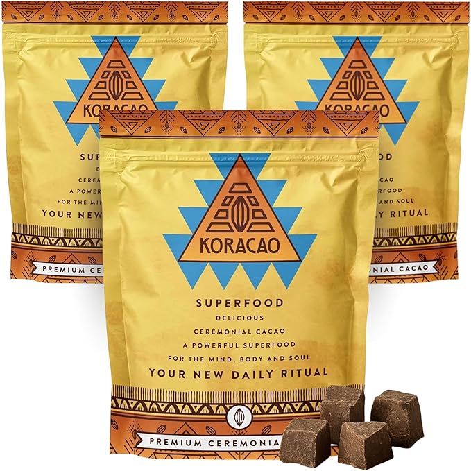 KORACAO Sustainably Harvested Cacao | Ideal Superfood for Everyday Bliss | Ceremonial Grade Cacao | Enhance Your Spiritual Journey with Ancient Superfood Delight - 3 Pounds