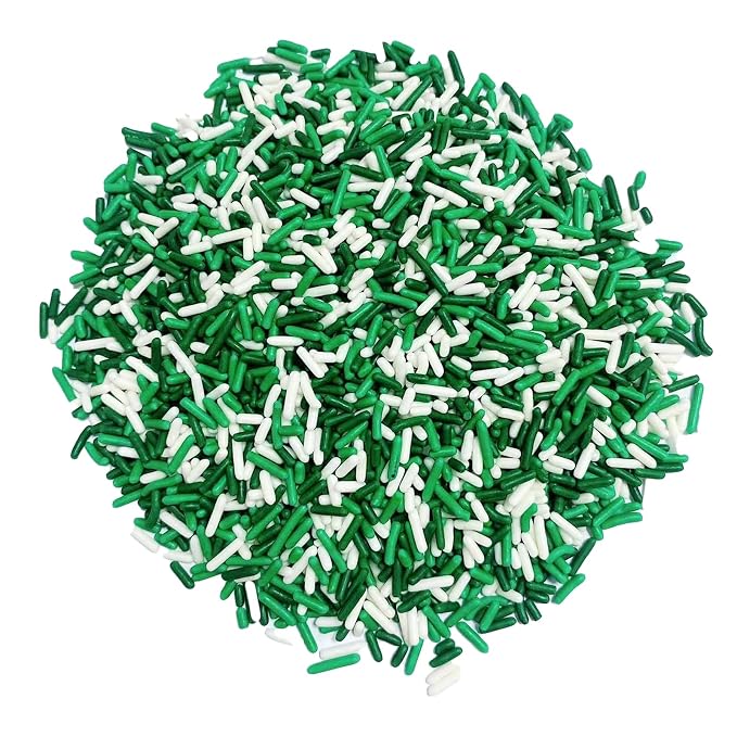 Sentovac St Patrick Soft Jimmies Sprinkles Edible for Cake Decorating Green White Sprinkles Sugar Candy Cookie Cupcake Topper Ice Cream Baking Decorations Vanlentine Christmas Supplies 3.35oz