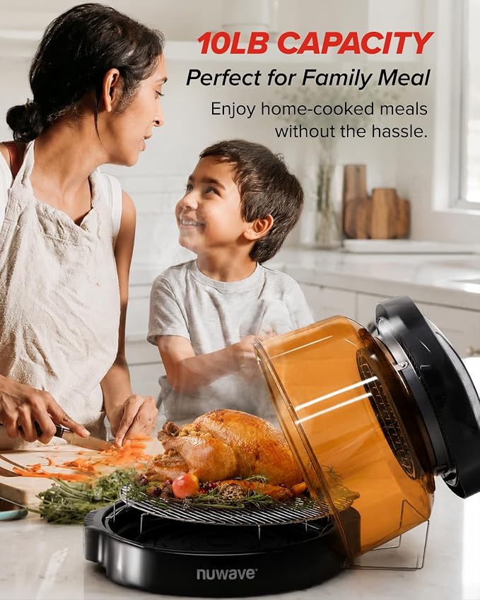 Nuwave Pro Plus 2 Air Fryer Oven, Infrared Countertop Convection, No Defrost No Preheat, Triple Combo Heating, 10-in-1 Multicooker, PFAS & BPA Free, 10LB Capacity, Dishwasher Safe Parts, 20660V03