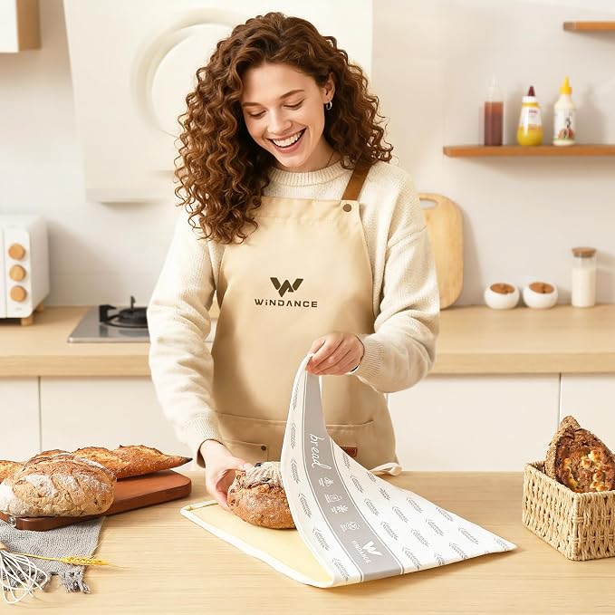WiNDANCE 2 Pack Beeswax Bread Bags with Zipper, XL(13x17in) Sourdough Bread Storage for Homemade, Freezer Storage Bag to Keep Fresh, Cotton Beeswax Container, Baguette Bag with Liner Kitchen Baking