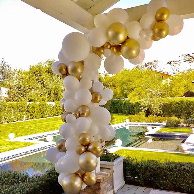 Voircoloria 130pcs Metallic Gold Balloons Different Sizes 18" 12" 10" 5" Party Latex Balloons for Birthday Graduation Baby Shower Wedding Anniversary New Year Party Decorations