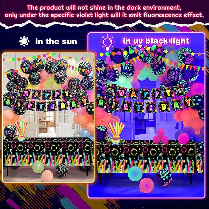 260 Pcs Neon Balloons Arch Garland Kit, Glow in the Dark Birthday Party Decorations, UV Neon Balloons Glow Party Banner Party Supplies Birthday Party Decor