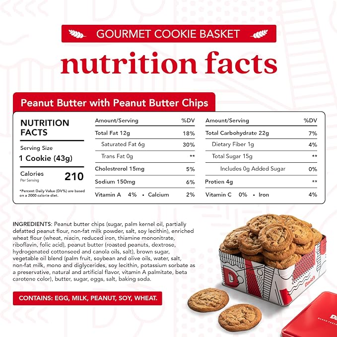 David's Cookies 2lbs Peanut Butter Fresh Baked Cookies - Delectable & Premium Ingredients - No Added Preservatives Cookie Gift Basket