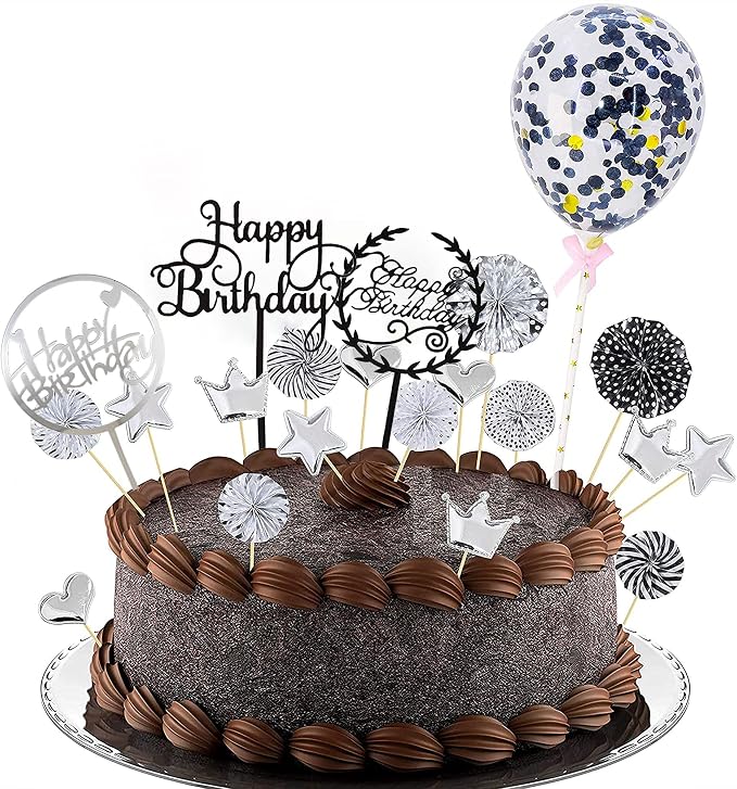 Acrylic Happy Birthday Cake Topper Birthday Cupcake Topper Cake Pick Decorations for Birthday Party Cake Desserts Pastries 4 Colors 7 Styles