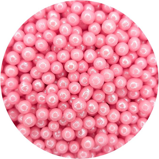 NCS Pink Shimmer 4mm Edible Sugar Pearls Sprinkles – Cupcake, Cake, Cookie & Baking Decorations, 7 oz