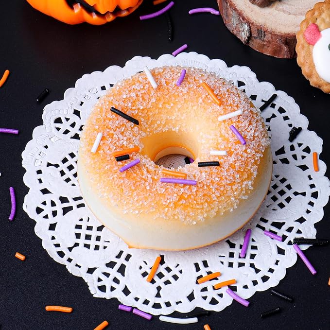 Halloween Jimmies Sprinkles - Black Orange Purple White Jimmies Mix for Cake Decorating, Edible Cookie Cupcake Decorations for Halloween Baking & Party Treats