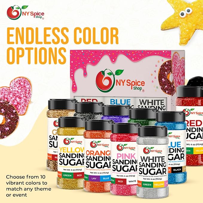 NY Spice Shop Yellow Sanding Sugar - 4 Ounce Sweet Colorful Edible Sprinkles For Candy Dish - Sugar Sprinkles For Cake Decorating Basket & Dishes