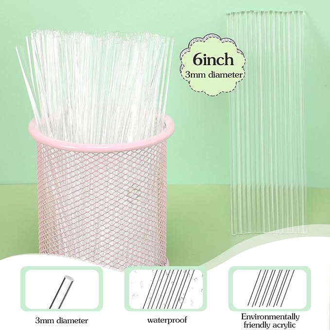 Zopeal 200 Pcs Acrylic Lollipop Sticks Clear Cake Pops Rods Cake Topper Candy Cupcake Treat Stick for Wedding Chocolate Cookie Dessert Handmade DIY Crafts Party Decor Gardening(6 x 0.12 Inches,Clear)
