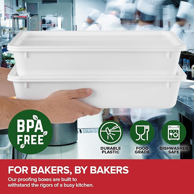 Stock Your Home Dough Proofing Container with Lid (2 Pack) Homemade Bread and Pizza Dough Storage Box for Proofing