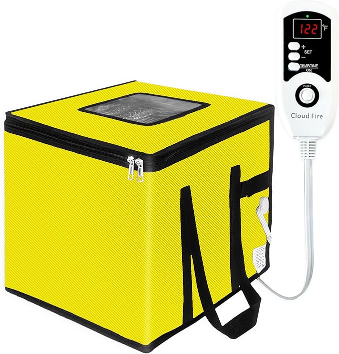 Cloud Fire1.5 cu ft Foldable Dough Proofing Box with PID Temperature Control, NTC Sensor, Bread Proofer with 34–122°F Range & Timer, Fermentation Box for Sourdough, Yogurt, Natto, Yellow