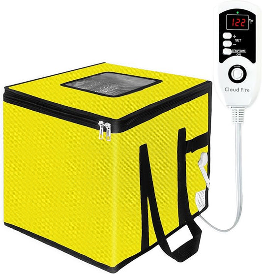 Cloud Fire1.5 cu ft Foldable Dough Proofing Box with PID Temperature Control, NTC Sensor, Bread Proofer with 34–122°F Range & Timer, Fermentation Box for Sourdough, Yogurt, Natto, Yellow