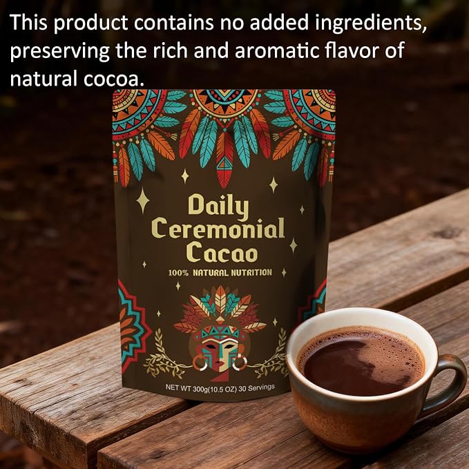 Ceremonial Grade Cacao Powder | High in Flavanol Antioxidants, Magnesium & Theobromine | Supports Mental Clarity, Focus & Natural Energy | Zero Sugar, Pure & Natural Superfood (chocolate)