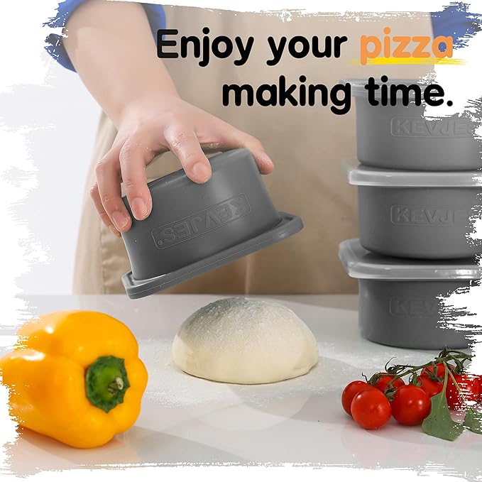 1000ml PLUS Individual Pizza Dough Proofing Containers with Airtight Lids – Food Grade Silicone, Freezer/Dishwasher Safe –Neapolitan Dough Rising & Fermentation – 2 Pack (Space Grey)