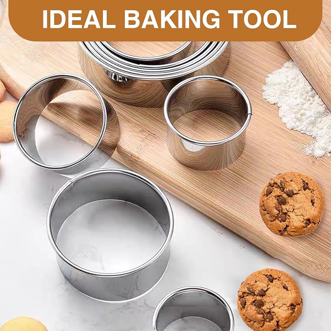 6 Pcs Round Cookie Cutter Set (2, 3, 3.5, 4, 5, 6 Inch), Large Stainless Steel Circle Cookie Donut Cutte