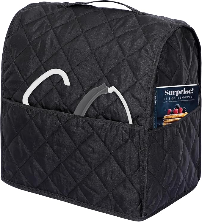 Stand Mixer Cover for KitchenAid 3.5-Qt Artisan Mini/Plus, KSM3311, KSM3316 & All KSM3300 Series Tilt-Head Stand Mixer, 3.5 Quart Dust Cover with Pockets for Accessories. (BLACK)