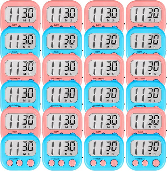 Timer for Kids Teachers Digital Kitchen Timers for Cooking Large Magnetic Classroom Timer 24Pack-Blue Pink