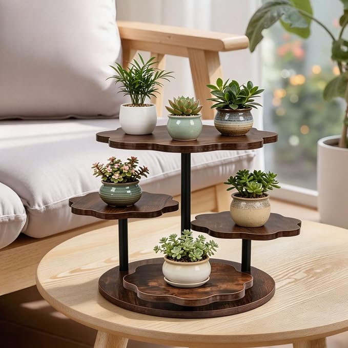 4 Tier Cupcake Stand, Rotatable Cupcake Tower for 50 Cupcakes, Wooden Cake Stand with Tiered Trays, Dessert Table Display Set Serving Tray for Party Birthday Wedding