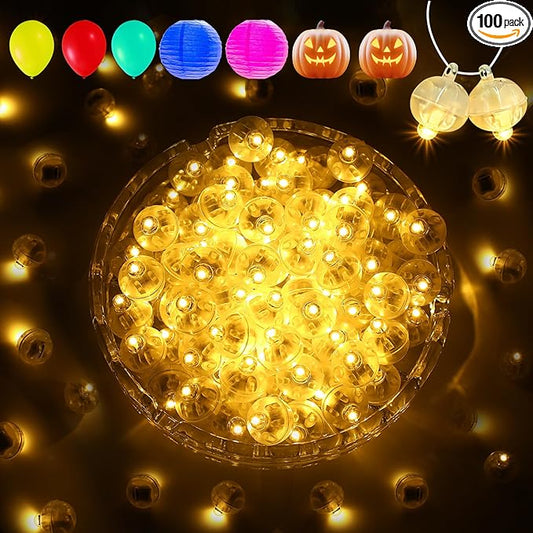 Aogist 100Pcs Warm White Balloon Lights with Hook,Long Standby Time,Waterproof Mini Light for Birthday Party Wedding Christmas Halloween Easter Decorative (Steady)