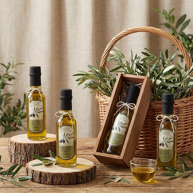 Reallnaive 12 Sets 5 oz Glass Olive Oil Bottles Empty Sauce Condiment Bottles with Tags and Twine and Funnel for Storing Homemade Olive Oil Christmas Wedding Baby Shower Gifts(Clear)