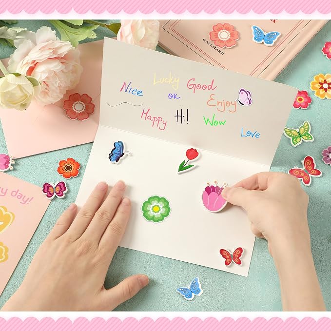 600Pcs Flower Foam Stickers Spring Butterfly Adhesive Stickers | Flower Decals for Kids, School Projects, Classroom Handmade DIY Arts Crafts, Scrapbook, Party Favors Decorations