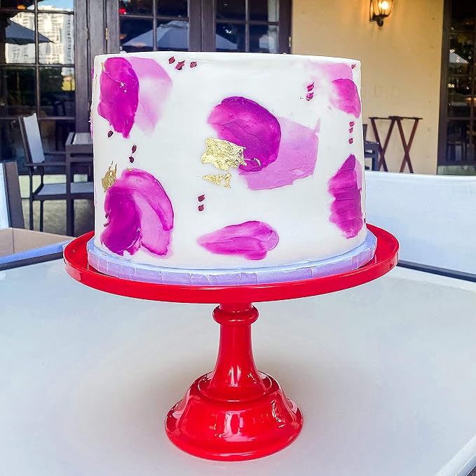 Sprinkles & Confetti 11" Red Cake Stand – Premium Melamine Dessert Display for Weddings, Valentine’s Day, Holiday Parties | Elegant Reusable Serving Tray for Cakes & Treats