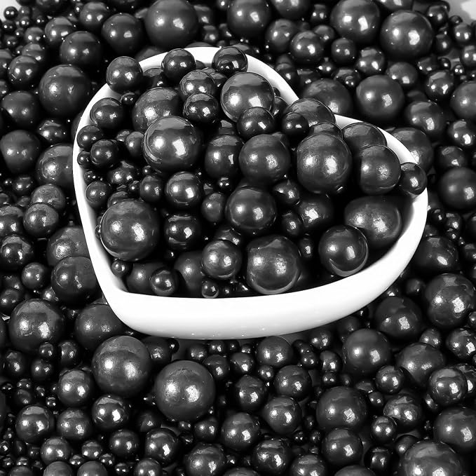 Black Pearls Sprinkles,Edible Pearl Sugar Sprinkle for Cake Decorating,130g Mix Size,Baking Cake Decorations Candy,Cupcake Toppers,Cookie Decorating Donuts Ice Cream Toppings,Wedding Holiday Birthday Party Supplies