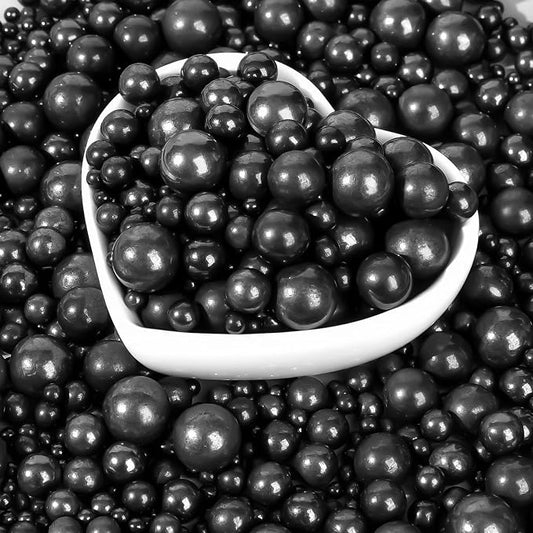 Black Pearls Sprinkles,Edible Pearl Sugar Sprinkle for Cake Decorating,130g Mix Size,Baking Cake Decorations Candy,Cupcake Toppers,Cookie Decorating Donuts Ice Cream Toppings,Wedding Holiday Birthday Party Supplies
