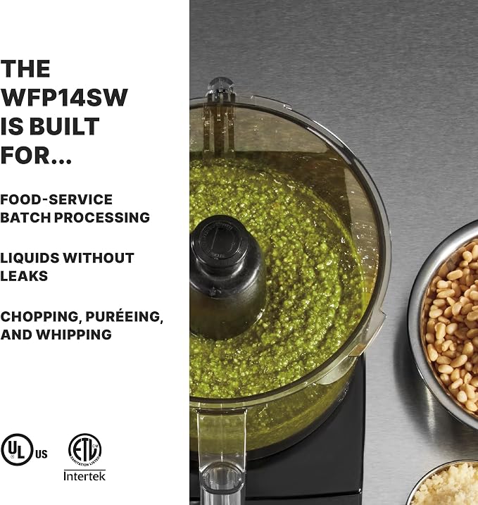 Waring Commercial Food Processor, 3.5 Quart Capacity with Flat Lid, 1 Horsepower Motor, Vegetable Chopper for Professional Kitchens, WFP14SW