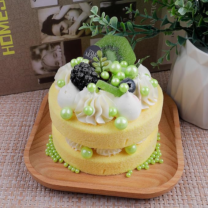 Light Green Pearl Sprinkles for Cake Decorating, 4 Sizes Sugar 130g/4.6oz, Cupcake, Ice Cream, Donuts, Macaron Toppings Supplies (2mm, 4mm, 7mm, 1cm)