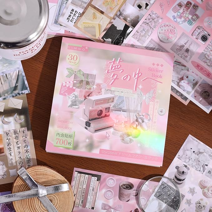 Girl's Japanese Retro Sticker Book, Nostalgic Theme - 700+ Japanese dreamcore Style Glitter Stickers, for DIY Scrapbooking Journaling Handbook Decoration