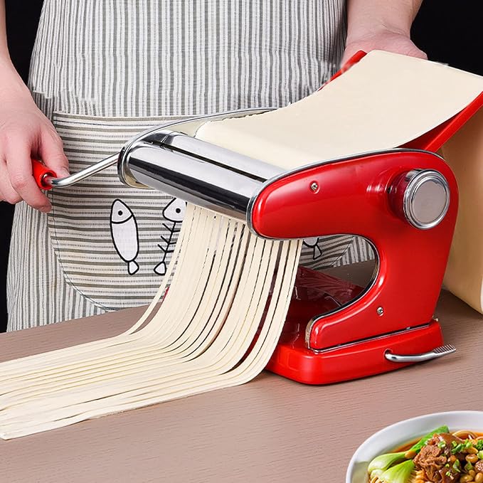 Manual Pasta Maker Machine 6 Adjustable Gears Hand Crank Noodle Press for Lasagna Fettuccine Dumpling Wrapper Dough Sheeter (Suction Cup Type 3 Blade)