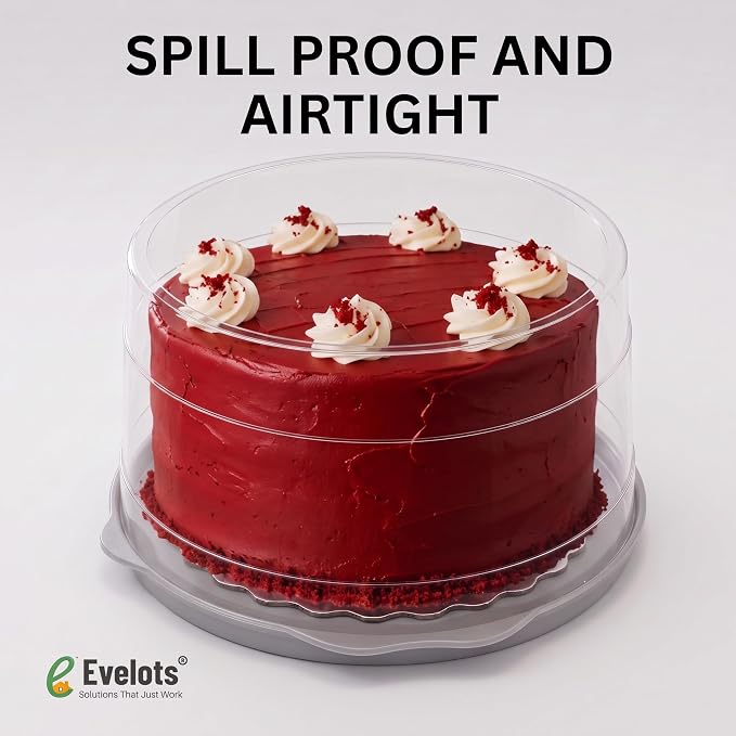 Evelots 4-Pack 12-Inch Airtight Cake Container with Lid - Portable Carrier for Pies, Cakes, Cupcakes & More - BPA-Free Clear Plastic - Secure & Easy Transport