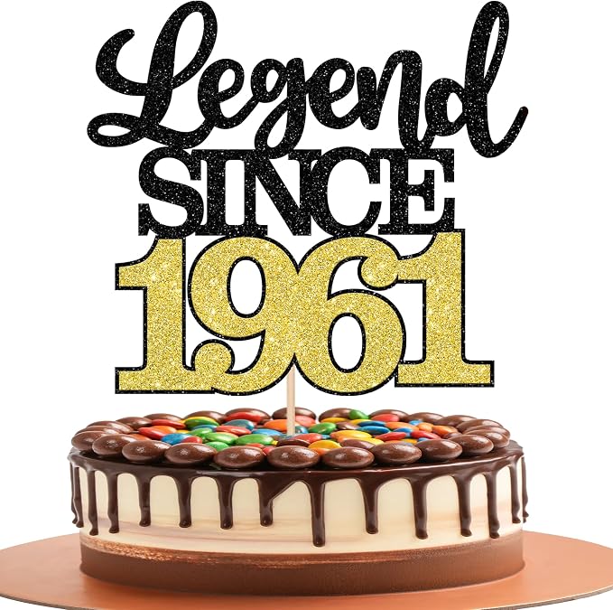 1 PCS Legend Since 1961 Cake Topper Black Gold Glitter Sixty Five Happy 65th Birthday Cake Pick Hello 65 Cheers to 65 Years Cake Decoration for 65th Birthday Anniversary Party Decorations Supplies