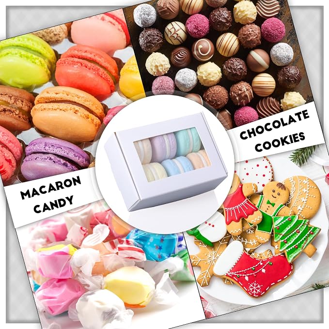 Zonon 100 Pcs Soap Boxes for Homemade Packaging, Mini Kraft Boxes with Window for Bakery Candy Soap Making Gift Packaging, 3.7x2.6x1.4 Inch (White)