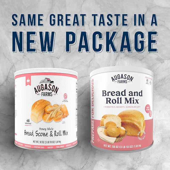 Augason Farms Bread and Roll Mix Can Emergency Food Supply, 48 Servings, 10 Year Shelf Life - Makes 6 Loaves or 72 Bread Rolls for Prepared Meals Ready to Eat (Pack of 3)
