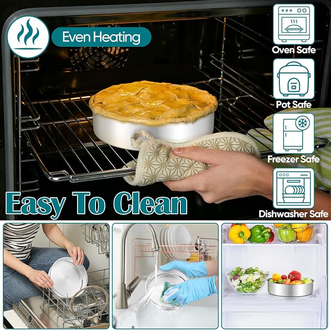 TeamFar 7 Inch Cake Pan, Stainless Steel Round Layer Cake Baking Pans Tins for Birthday Wedding, Non-Toxic & Heavy-Duty, Mirror Finish & Leak Proof, Oven & Dishwasher Safe, Set of 2