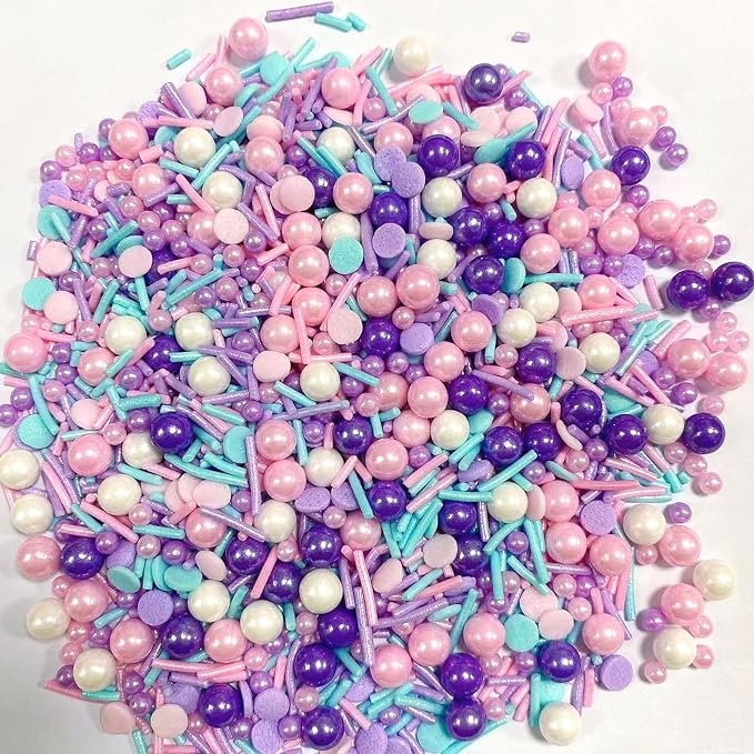 PhilaeEC Pastel Sprinkles Edible for Cake Decoration White Pink Purple Blue Mix Sprinkles Cake Baking Cookie Cupcake Toppers Decoration Vanlentine Easter Wedding Supplies