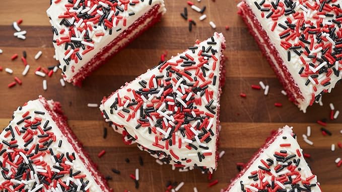 NCS Red, White & Black Jimmies Edible Sprinkles – Cupcake, Cake & Cookie Decorations, 7 oz