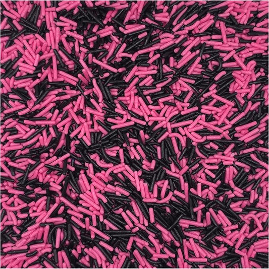 NCS Pink & Black Jimmies Edible Sprinkles – Cupcake, Cake & Cookie Decorations, 7 oz