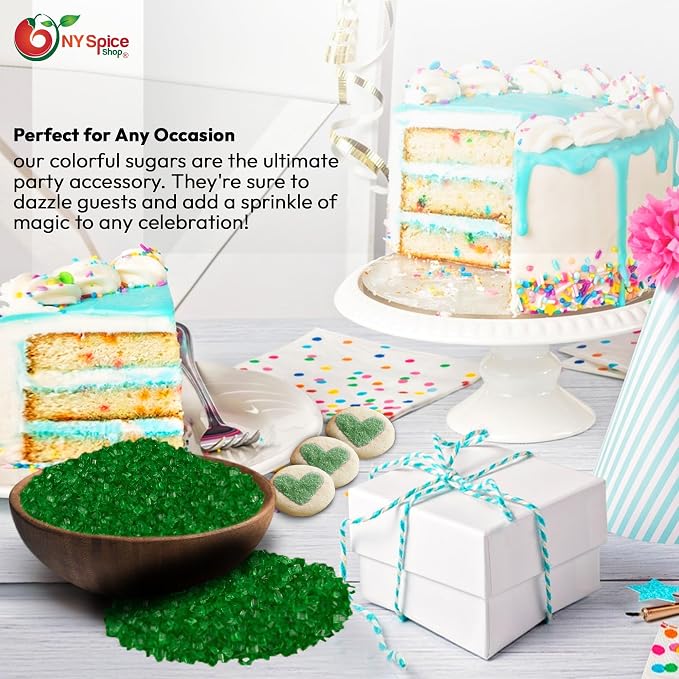 NY Spice Shop Green Sanding Sugar - 3 Pound Edible Holiday Sprinkles for Cake Decorating, Cupcakes & Cookies - Festive Baking Decorations for Desserts, Candy Dishes & Gift Treats