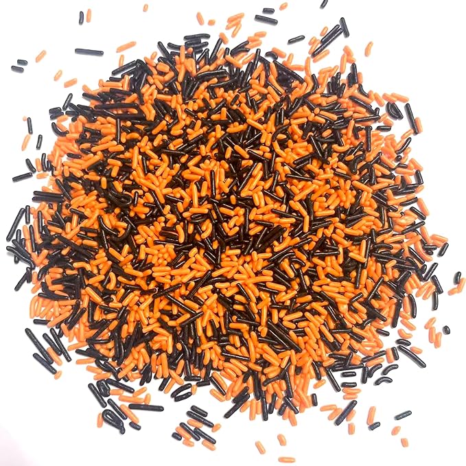 PhilaeEC Orange Black Jimmies Sprinkle Edible Soft Jimmies Sprinkle for Cake Decoration Cupcake Topper Cookie Baking Decorations Halloween Christmas Valentine Supplies 2.75oz/78g