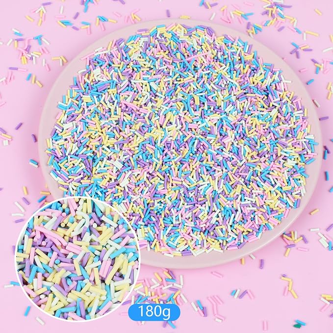 DIYASY 180g Fake Sprinkles, 6.35 oz Non-Edible Resin Sprinkles Faux Plastic Candy Sprinkle Polymer Clay Slices for Nail Art DIY Crafts Cake Phone Case (Multicolor B)