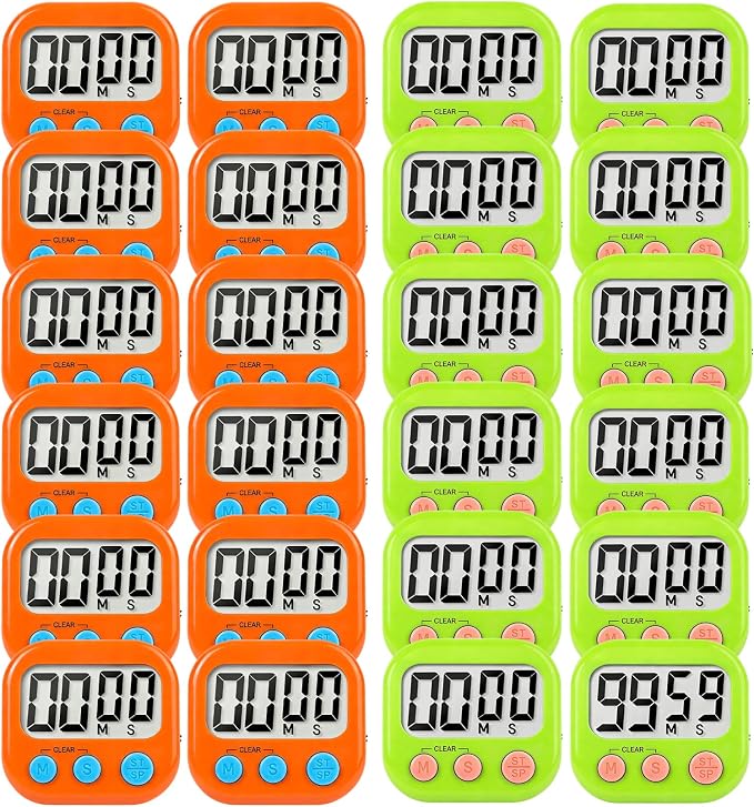 24 Pack Digital Kitchen Timer Small Classroom Timers for Kids Teachers (Orange&Green)