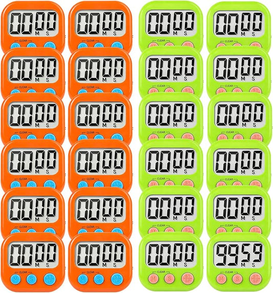 24 Pack Digital Kitchen Timer Small Classroom Timers for Kids Teachers (Orange&Green)