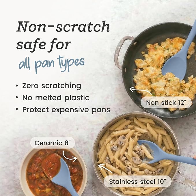 StarPack Silicone Spoonula The All-Rounder 11 Inch - LFGB Spoon Spatula, 600°F Heat Resistant, BPA-Free - One-Piece Seamless, Dishwasher Safe - for Nonstick Cookware, Light Blue