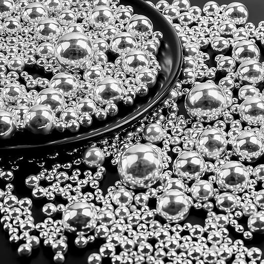 Silver Pearl Sprinkles for Cake Decorating, 130g/4.6oz Edible Pearl Sprinkles, Baking Cupcakes, Donuts, Macarons Toppings