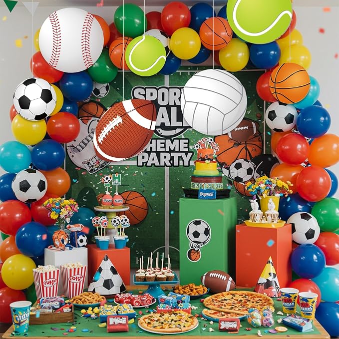 Vuzvuv 60Pcs 6In Paper Sports Ball Cut-Outs Basketball Football Volleyball Tennis Soccer Baseball Cutouts with 120Pcs Adhesive Sheets,Ball Cut Outs Bulletin Board Decorations for Wall