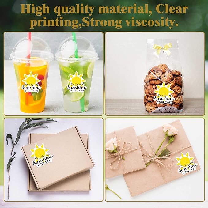 500pcs Sending Sunshine Your Way Stickers, Sun Stickers Roll, Cute Happy Mail Envelopes Seals, Small Business Boutique Handmade Packaging Labels